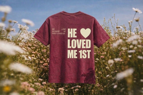 He Loved Me 1st Tee - Covenant Burgundy/Cream