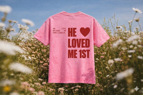 He Loved Me 1st Tee - Blossom Pink/Red